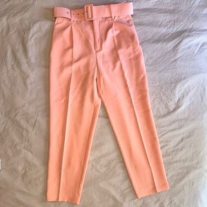 Belted peach work pants from zara. Gently worn in perfect condition